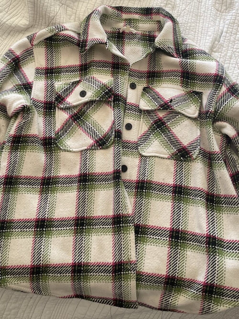 Plaid wool coat shacket